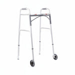 Dual Release Folding Walker w/ Wheels Adjustable Height  32 to 39 In. Height