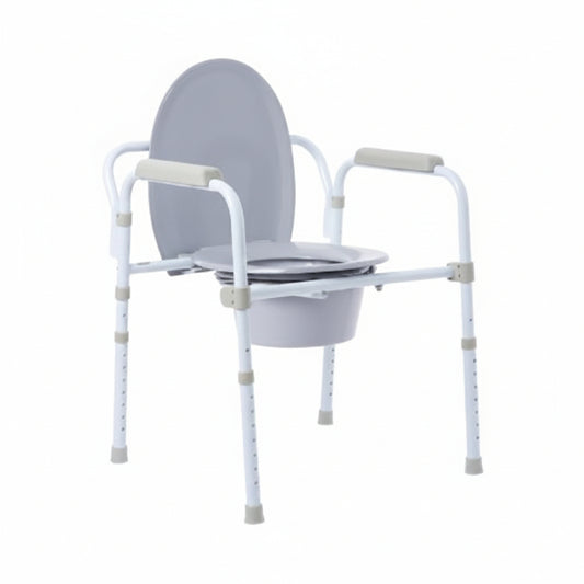 McKesson 3-in-1 Commode Chair, Fixed Arms, Steel Frame, 350 lb Capacity
