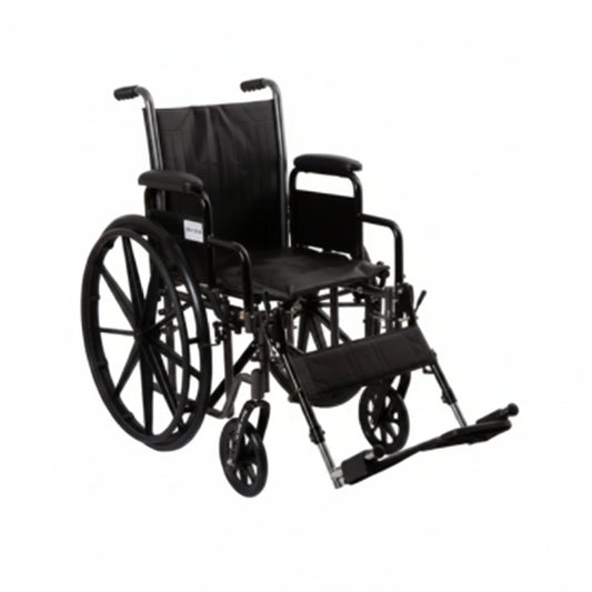Wheelchair: 16 In. Seat Width/Dual Axle/Desk L Arm/Swing-Away Elevating Leg Rest(Black)