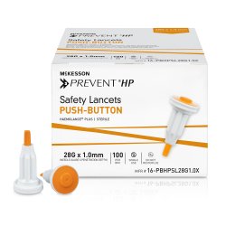 Safety Lancet McKesson Prevent® HP 28 Gauge Retractable Push Button Activation Finger