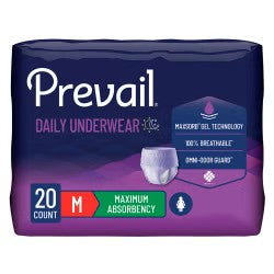 Absorbent Underwear Prevail® Daily Underwear Pull On with Tear Away Seams Adult LG Female
