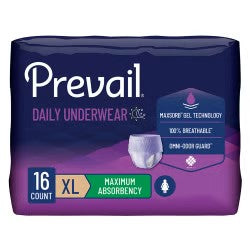 Absorbent Underwear Prevail® Daily Underwear Pull On with Tear Away Seams Adult LG Female